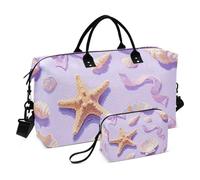 Viola Stella Marina Conchiglie Decorative Weekender/Pernottamento Duffel Palestra Carry on Borse da Bagno con Borsa da toilette per Trekking Grande Capacità Bolsa de Mano para ropa de