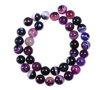 Viola Strisce Agata Naturale Perle sciolte 6mm Rotonde Perline di Pietra per Fare Bracciali Gioielli Circa 62/pcs