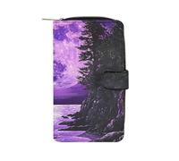 Viola Supermoon Carino Lungo Portafogli Grande Capacità Portafoglio Fibbia Borsa Blocco Pochette per Bill Cash Coin Card Key Purse, Stile:, 19.7x11x3.5cm, Per tutte le stagioni