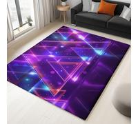 Viola Tappeti per soggiorno tappeto antiscivolo 120 x 170 cm , camera da letto cucina corridoio ufficio sala da pranzo tappeto per interni pelo Triangoli Al Neon Luminosi Vettoriali Surreali Tappeti
