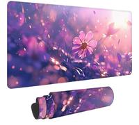 Viola Tappetino Mouse XXL Gaming 800 x 400 mm 2025 Nuovo Fiore Tappetino Scrivania Impermeabile,Mousepad con Base in Gomma Antiscivolo,Migliora Precisione e Velocità per Gaming, Ufficio e PC,-dd727