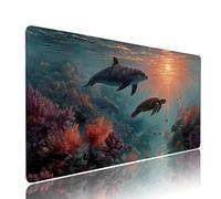Viola Tappetino Mouse xxl Gaming Accessori Sottomano Scrivania Grande Tappetino Mouse e Tastiera Delfino Accessori pc 500x250x3mm Ufficio Desk Mat, Base in Gomma Impermeabile e Antiscivolo d-960