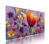 Viola Tappetino Mouse xxl Gaming Accessori Sottomano Scrivania Grande Tappetino Mouse e Tastiera Fiore Accessori pc 1400x600x3mm Ufficio Desk Mat, con Base in Gomma Impermeabile e Antiscivolo d-964