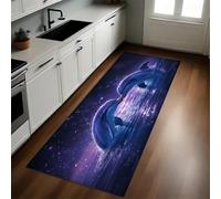 Viola Tappeto Cucina 50x180 cm Delfini dell'oceano di San Valentino Lavabile Multiuso Resistente Passatoia Cucina Antimacchia Sotto Lavandino Fornelli