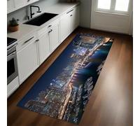 Viola Tappeto Runner 50 x 220 cm Architettura della città di notte Tappeto Cucina Antiscivolo Passatoia Antimacchia Multiuso Casa Corridoio