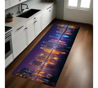 Viola Tappeto Runner 50 x 220 cm Architettura della città di notte Tappeto Cucina Antiscivolo Passatoia Antimacchia Multiuso Casa Corridoio
