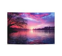 Viola tramonto sull'acqua Banner Party Decor Sfondo Bandiera Festa di compleanno Fotografia Sfondo Decorazione Banner e segni Decorazione da parete Banner Feste Forniture Bomboniere 180 x 119 cm