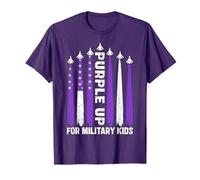 Viola Up For Military Kids Bandiera Militare bambino Mese Maglietta