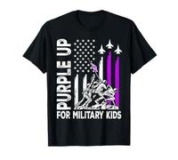 Viola Up For Military Kids Bandiera Militare bambino Mese Maglietta