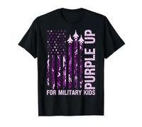 Viola Up For Military Kids USA Bandiera Militare Bambino Mese Maglietta