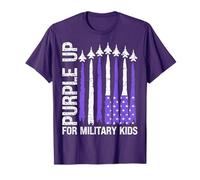 Viola Up For Military Kids USA Bandiera Militare Bambino Mese Maglietta