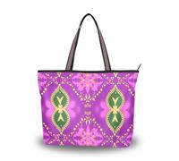 Viola Verde Mistero Boho tessuto di seta con cerniera tote bag conveniente hobo borse per le donne