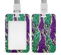 Viola Verde Nero Macchie Modello Astratto ID Badge Holder Clip retrattile Porta carte di credito Protezione Nome Badge Nome Tag per Lavoro Ufficio Medico Infermiera