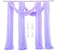 Viola Wedding Backdrop Tulle Tenda 2 pannelli 600x75cm Arco Drappeggio Voile Chiffon Tessuto Drappeggio Tende Arbor Drappeggio per di Cerimonia di Matrimonio Ricevimento Party Soffitto Decor