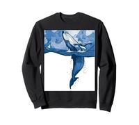 Violazione megattera Oceano Illustrazione Arte Blu Felpa