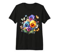 Viole del Pensiero Multicolore e Delicate Farfalle Forme Mania Maglietta Premium