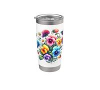 Viole Del Pensiero Multicolore E Delicato Bianco Margherite Forme Mania Bicchiere termico in acciaio inox doppia parete