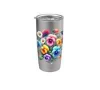 Viole Del Pensiero Multicolore E Delicato Bianco Margherite Forme Mania Bicchiere termico in acciaio inox doppia parete