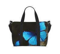 Viole del pensiero stampa floreale borsone da viaggio, leggero, impermeabile, borsa da palestra e da viaggio per uomini, donne e ragazzi, Bella farfalla blu all'aperto, Taglia unica, Borsone da