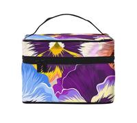 Viole del pensieroBorsa per il trucco, borsa cosmetica portatile per donna - Organizer da viaggio per cosmetici, regalo per momenti speciali