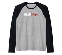 Violent Night Movie Logo And Santa Hammer Front & Back Maglia con Maniche Raglan