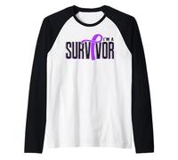 Violenza Domestica Sopravvissuto Nastro Viola Consapevolezza Aiuto Speranza Maglia con Maniche Raglan