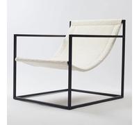 violet art home Poltrona da salotto dal design moderno di lusso con struttura a cubo in metallo, stile minimalista e accogliente, amaca rilassante, colore bianco