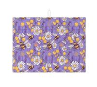 Violet Bee - Tappetino scolapiatti per bancone della cucina, tappetino assorbente vintage con crisantemo, tappetino scolapiatti in microfibra primaverile per cucina, bar, protezione 45,7 x 61 cm