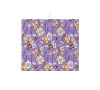 Violet Bee - Tappetino scolapiatti per bancone della cucina, tappetino assorbente vintage con crisantemo, tappetino scolapiatti in microfibra primaverile per cucina, bar, protezione 40,6 x 45,7 cm