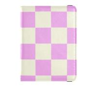 Violet Beige Checker Plaid Pelle Passaporto e Vaccino Card Portafoglio Combo per Viaggi Documenti di Viaggio Organizer Protector Passaporto Holder Case per le donne Ultra Sottile, Plaid a quadri beige