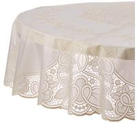 Violet Linen Vinyl Lace Betenburg Design Tovaglia, Vinile, Beige, 72 inch (Round)