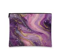 Violet Swirl Makeup Bag, Marble Galaxy Cosmetic Travel Bags per le donne, piccolo sacchetto portatile in tela con cerniera, regalo festival cura della pelle borsa da toilette organizzatore, Viola, 7x9