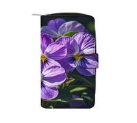 Violets in Bloom Portafoglio lungo in pelle portafoglio degli assegni portafogli classico bifold da donna pochette con finestra ID