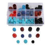 Violiica 77pcs Alta e Bassa Valvola Laterale Nucleo Porta di Servizio Polvere per R134a e R12 AC Systems, Materiale ABS con O-per Anello Guarnizione