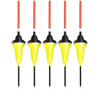Violiica FTK - Set di 5 galleggianti per pesca alla carpa, 2 g, 3 g, 4 g, 5 g, in legno di balsa, boa verticale con coda ad alta visibilità, giallo
