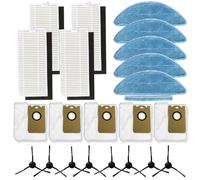 Violiica Kit per filtro di ricambio, panni mocio, sacchetti e spazzole laterali per robot aspirapolvere Medion X20 SW+ MD11415 e X21 SW+ MD11500, 4 filtri, 5 mop, 5 sacchetti, 8 spazzole