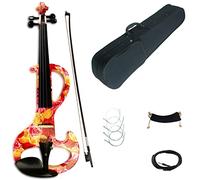 Violini per Studenti Kit Violino Silenzioso Elettronico Professionale in Legno Massello Colorato 4/4 con Raccordi in Ebano A Grandezza Naturale Professionale Violino (Color : 02)