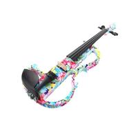 Violini Violino elettrico a grandezza naturale in legno massello violino silenzioso fiori blu rosa stampati sul corpo