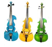 Violini Violino elettrico modello 4/4 in legno massello + Violino acustico Blu Verde Giallo(Yellow)
