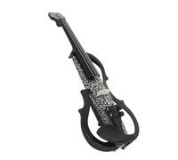 Violini Violino silenzioso 4/4 Violino con motivo a lettere bianche con custodia per arco Cavo per cuffie Parti per il resto della spalla