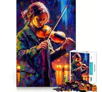 Violinista in città Puzzle da 1000 pezzi Gioco di sfida mentale Taglio di precisione Divertente sfida per il tempo di attesa (38x52cm)