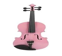 Violino acustico in compensato da 1/8 di pollice, di colore brillante, con custodia in colofonia, archetto, kit silenziatore, set per esercitarsi per gli amanti della musica(Pink)