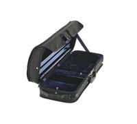 GEWA Violinkoffer Liuteria Atlanta, Thermokern, wasserabweisend, mit Notentasche, schwarz, innern Rautenplüsch blau 4/4