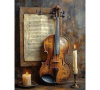 Violino Dipingere con i Numeri Candela Paint by Numbers Dipingere con i Numeri Bambini con Cornice 30x40cm Tela, Kit Pittura Adulti Fai da Te Creativo con Vernici e 3 Pennelli, Home Room Decor F-797