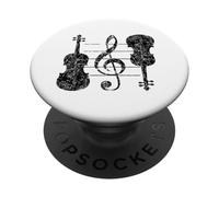 Violino e Chiave di Violino (Nero Vintage) Violinista PopSockets PopGrip Adesivo