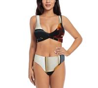 Violino e libro bikini set per le donne costume da bagno diviso costume da bagno pantaloncini e top sport acquatici estate, Nero , S