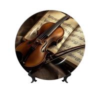 Violino e libro Piatti decorativi in ceramica Bone China Piatto decorativo con espositore Ornamento in ceramica fatto a mano Personalità Porcellana Piatto da pranzo Artigianato per Home Office