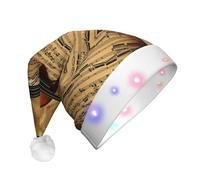 Violino E Libro Stampa Cappello di Babbo Natale Con Luci A Led, Divertenti Cappelli Di Natale Per Adulti Per Il Nuovo Anno Vacanza Forniture