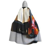 Violino E Libro Stampa Unisex Adulto Con Cappuccio Comodo Mantello Cosplay Costume Halloween Natale Carnevale