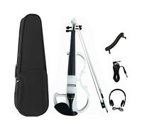 Violino Elettrico, 4/4 Full Size Violino in Legno Massello Kit Violino Elettrico Silenzioso per Principianti di Prestazioni Professionali per Adulti con Mentoniera, Custodia per Violino, Cavo Audio, Arco, Auricolare (Color : White)